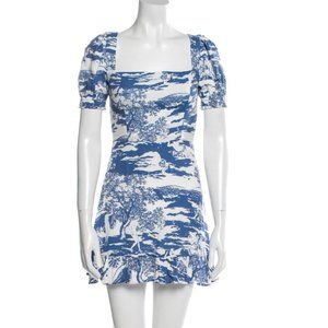 Reformation blue and white printed mini dress
